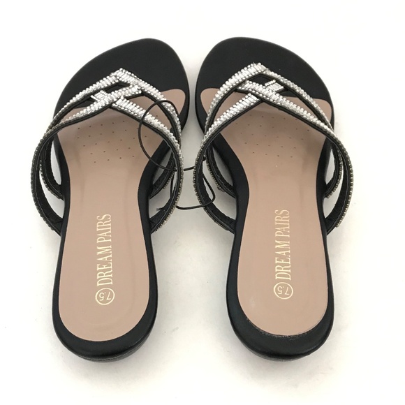 DREAM PAIRS Jeweled Sandals Black and Silver Rhinestone Women’s Size 7.5 - Picture 7 of 16